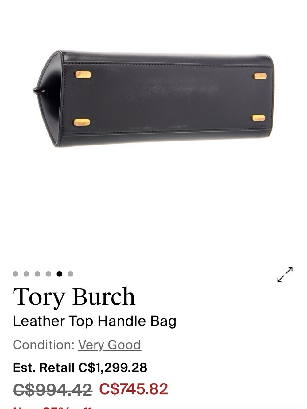 Tory Burch Lee Rodziwill Black Croc Embossed Leather Top Handle/Shoulder Bag - Picture 15 of 15